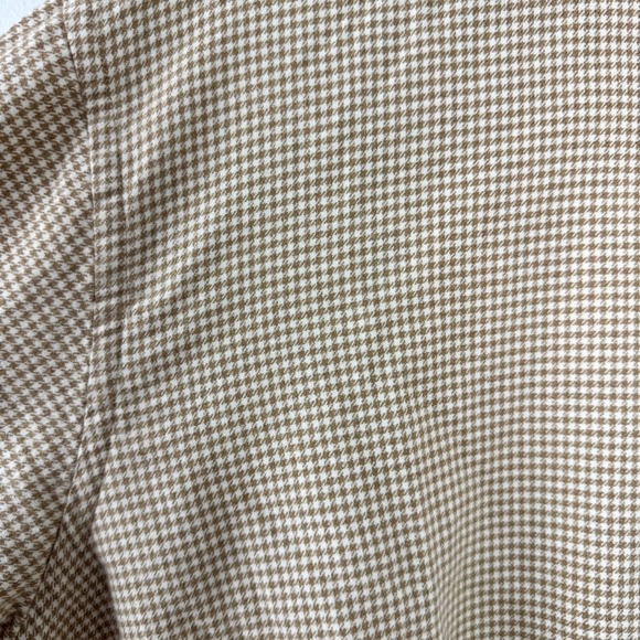 Land's End Tan/White Houndstooth Button Down Flannel Shirt Men's XL - Picture 8 of 14